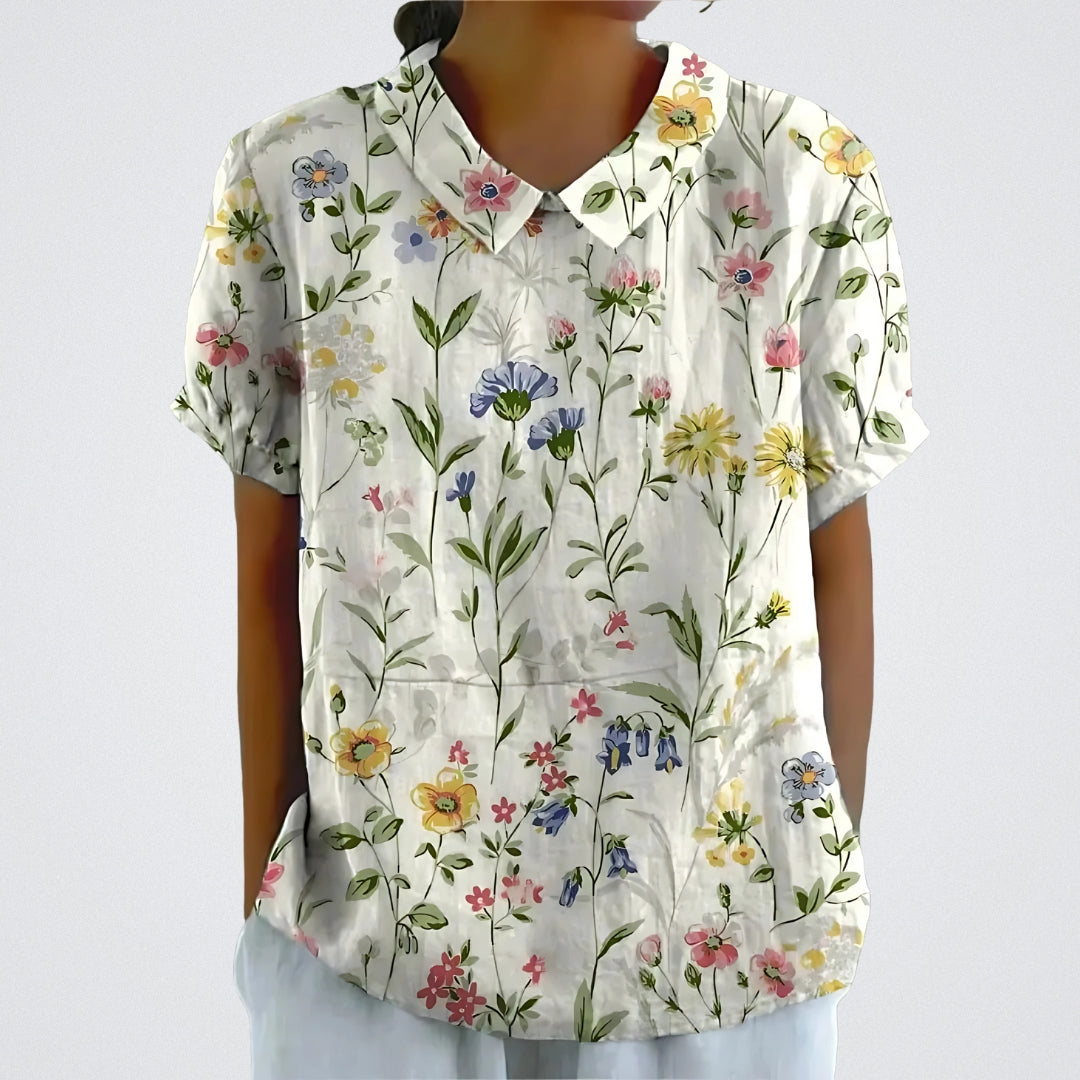 ELYRA™ | Blouse en lin à fleurs