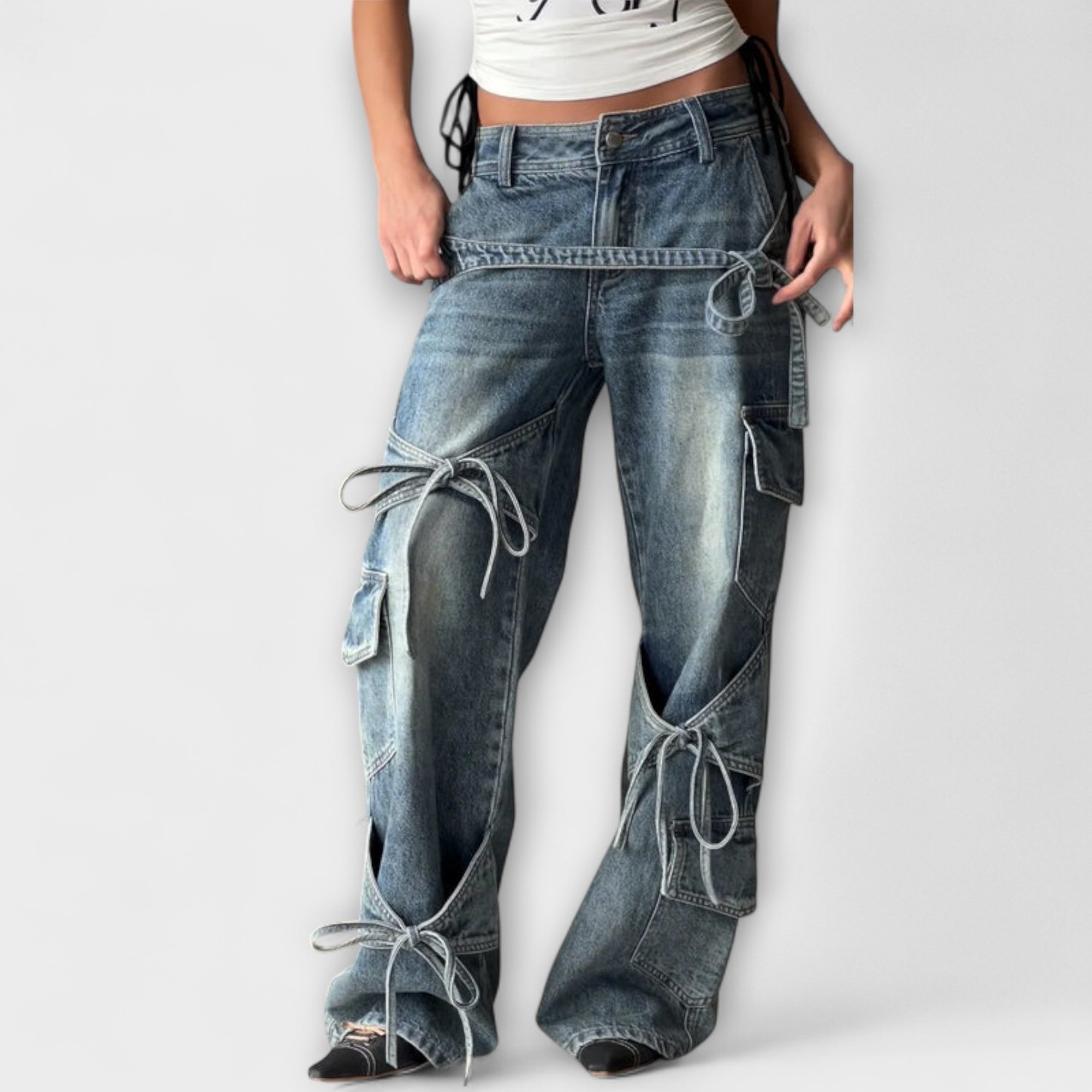 ELYRA™ | Utility denim jeans with knot detail