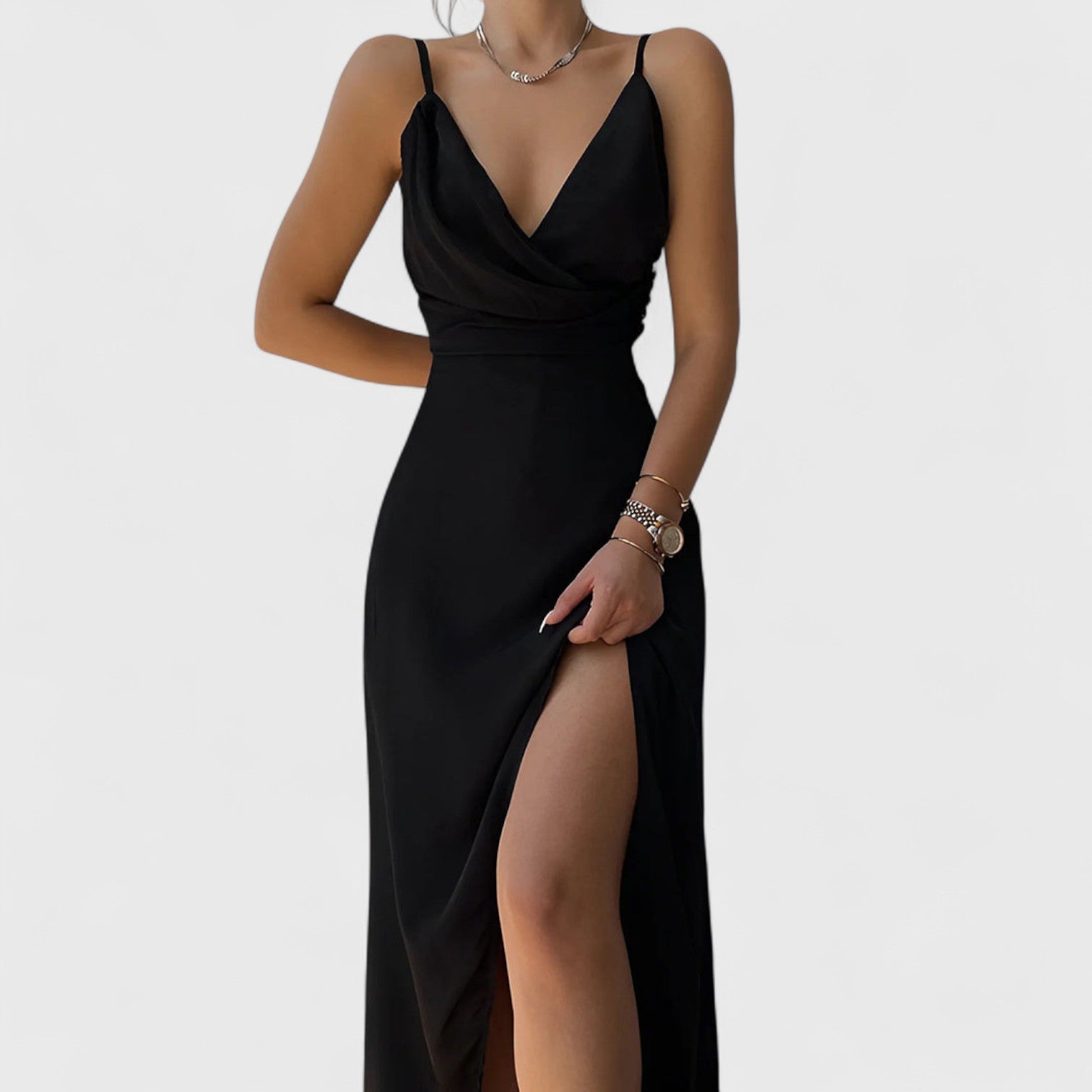 ELYRA™ | Elegant Straight Dress with V-Neck