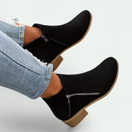 ELYRA™ | Suede Ankle Boots with Zipper