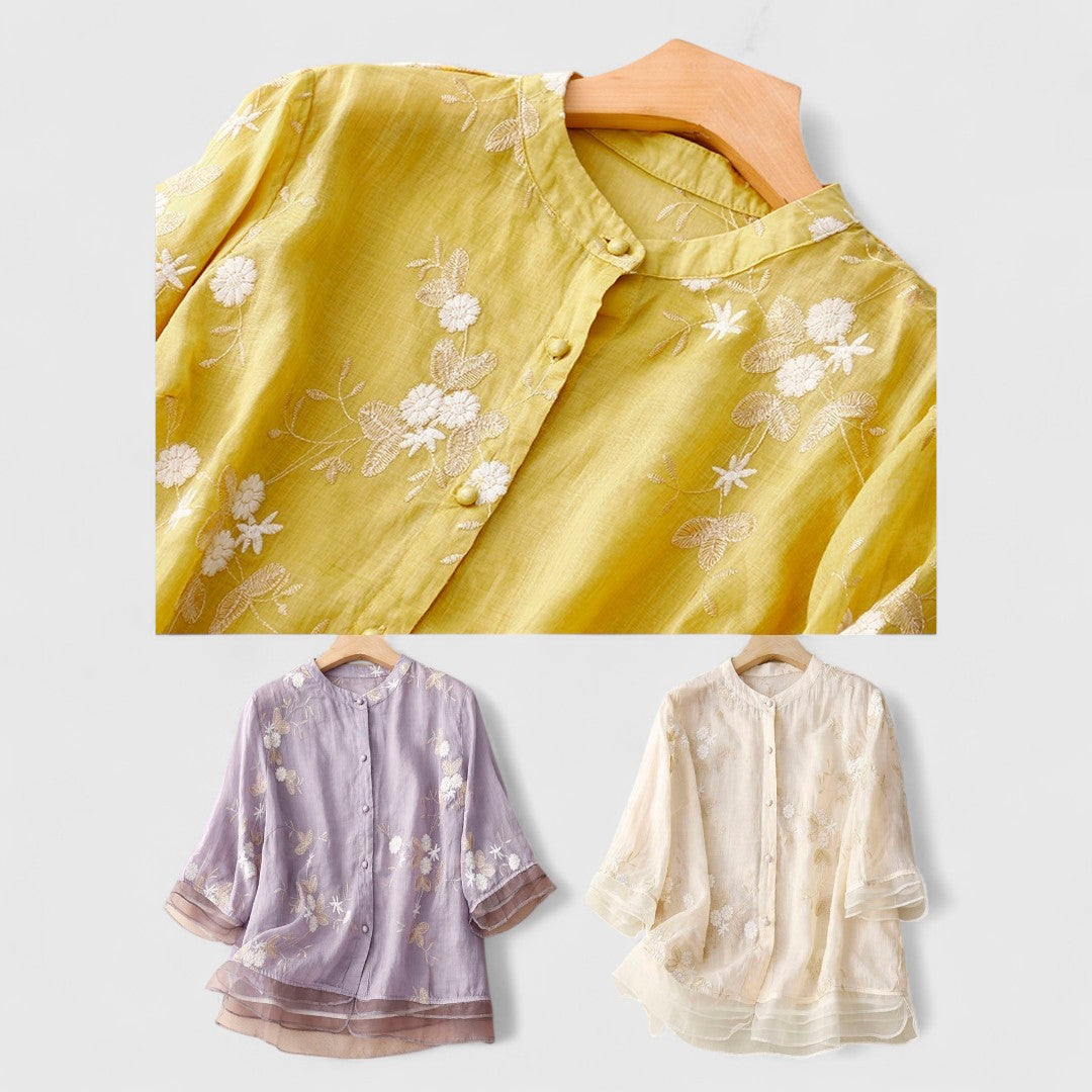 ELYRA™ | Blouse à fleurs en matériaux premium
