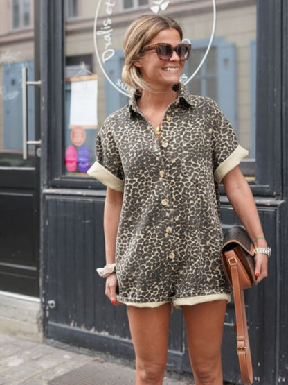 ELYRA™ | Leopard Print Shirt Jumpsuit