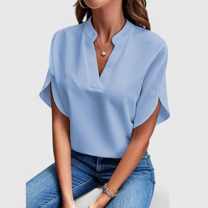 ELYRA™ | Long-Sleeve Satin Cotton Blouse