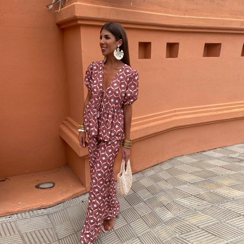 ELYRA™ | Puff Sleeve Set with Tie Detail