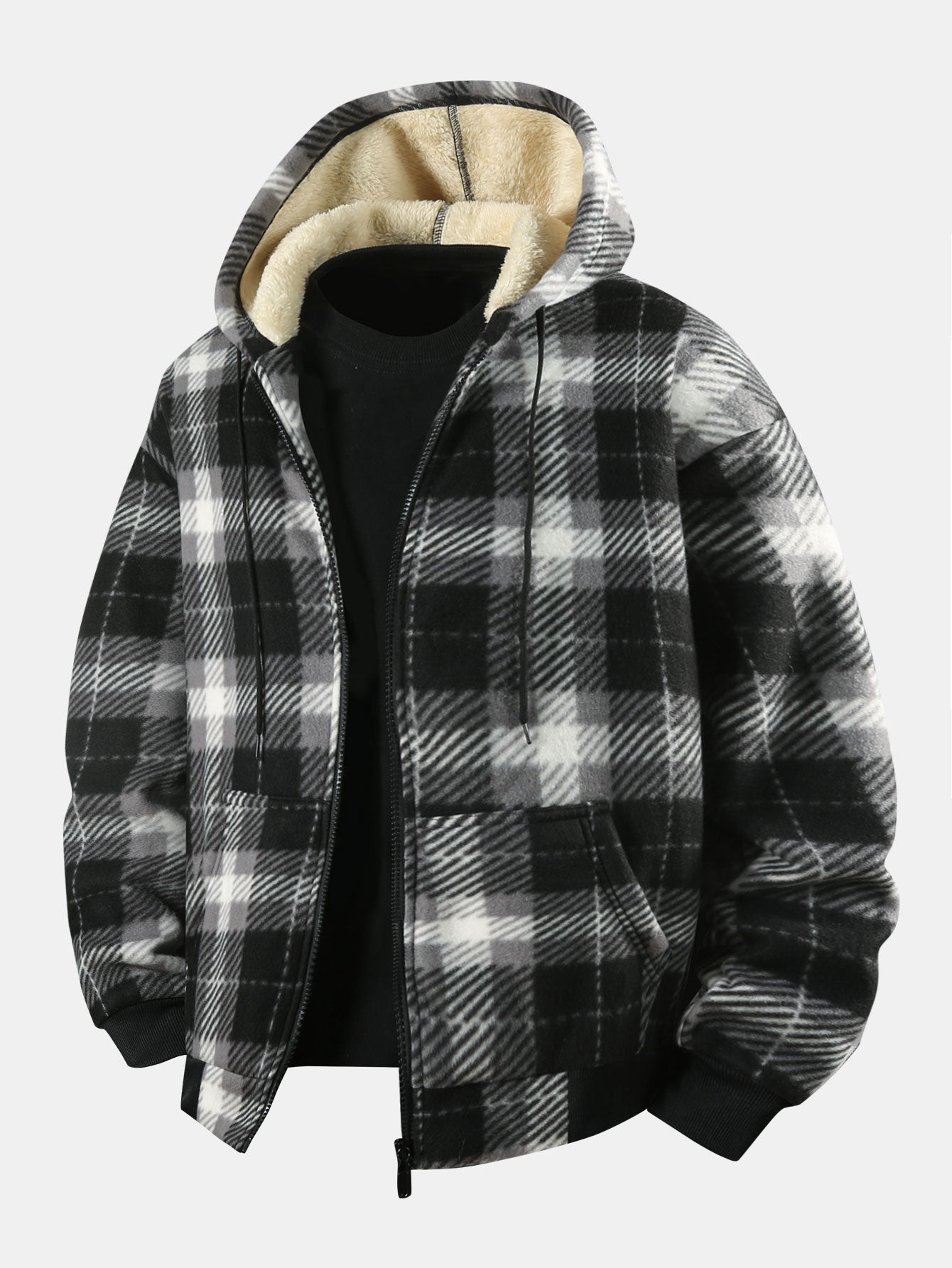 Nash | Teddy-Lined Flannel Zip Hooded Coat