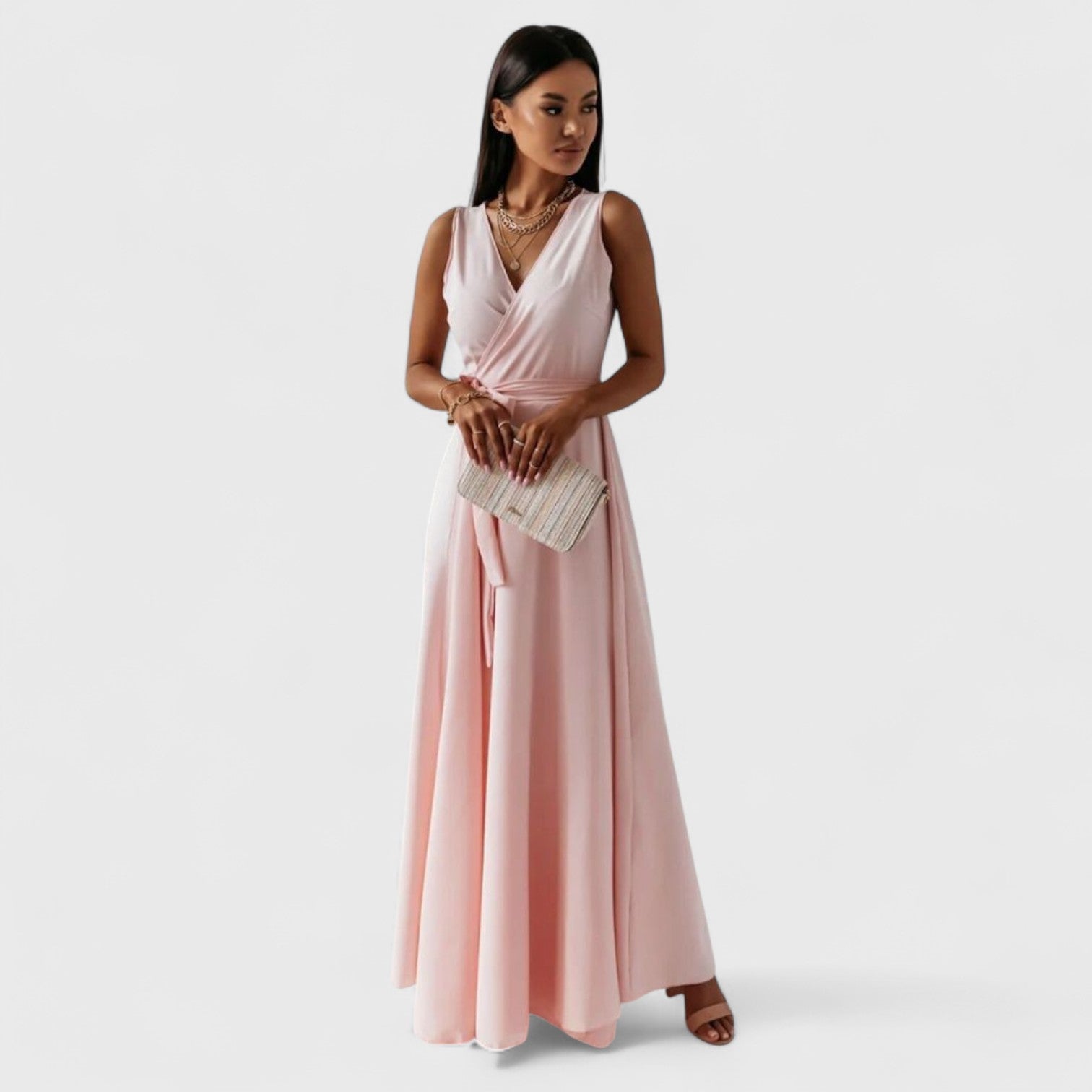 ELYRA™ | Elegant V-Neck Dress with Puff Sleeves