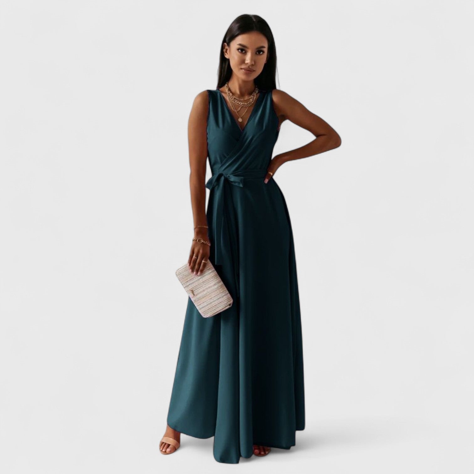 ELYRA™ | Elegant V-Neck Dress with Puff Sleeves