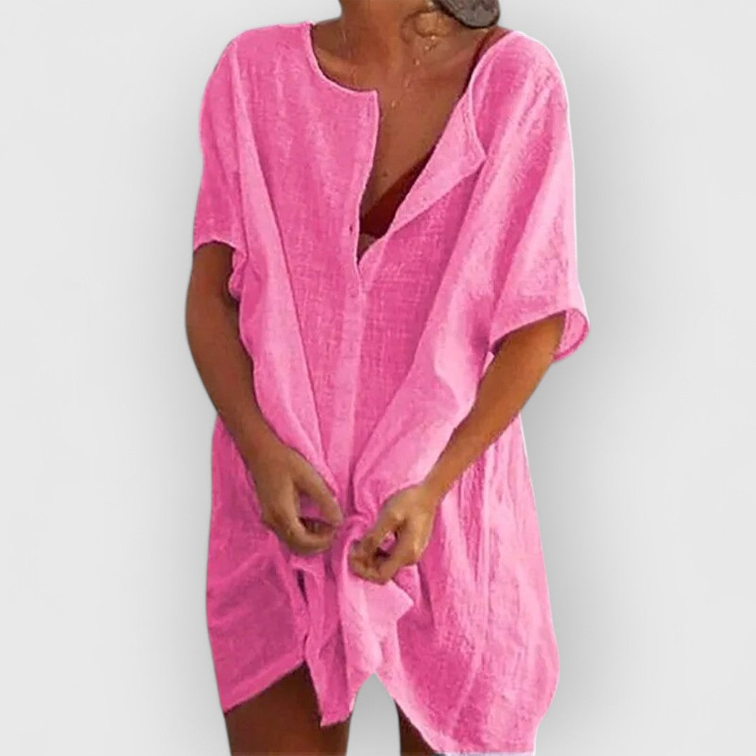 ELYRA™ | Robe courte en coton à manches courtes