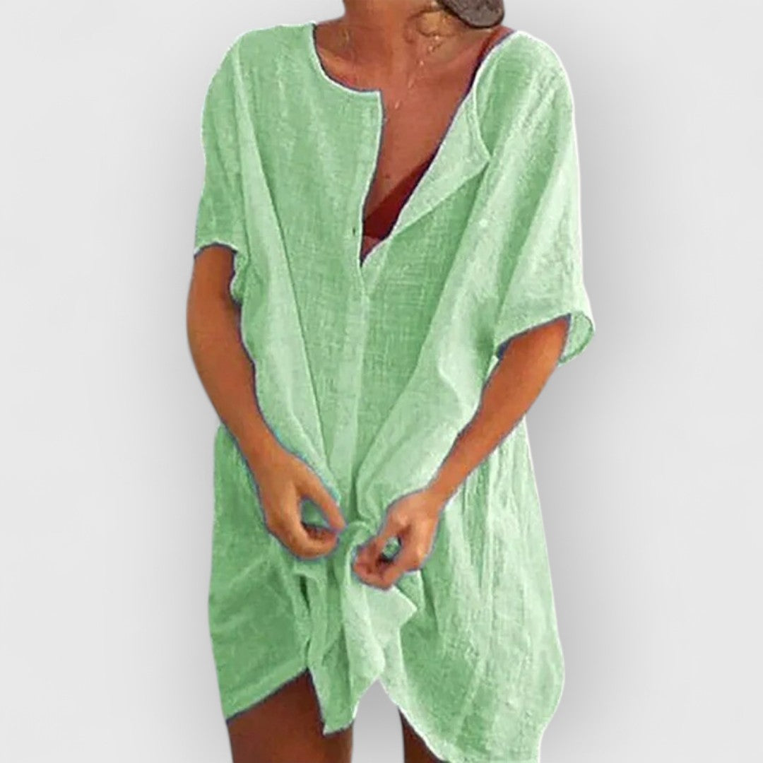 ELYRA™ | Robe courte en coton à manches courtes