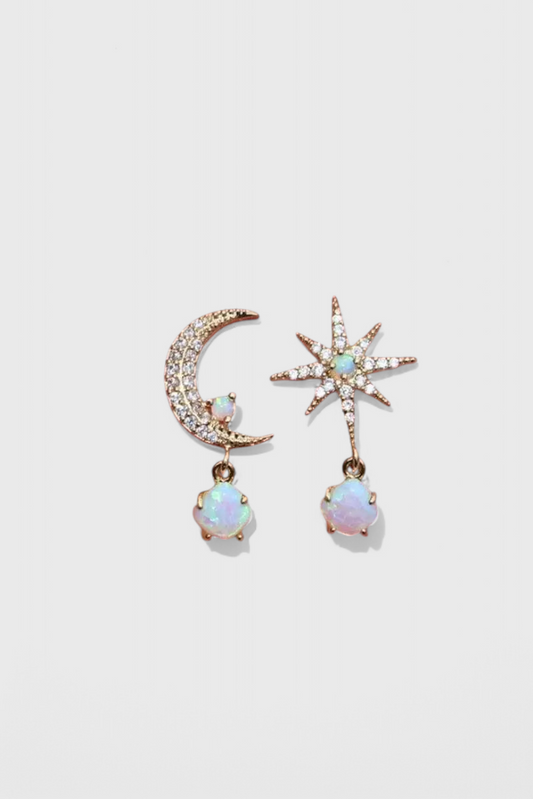 ELYRA™ | Moon and Star Gold Earrings