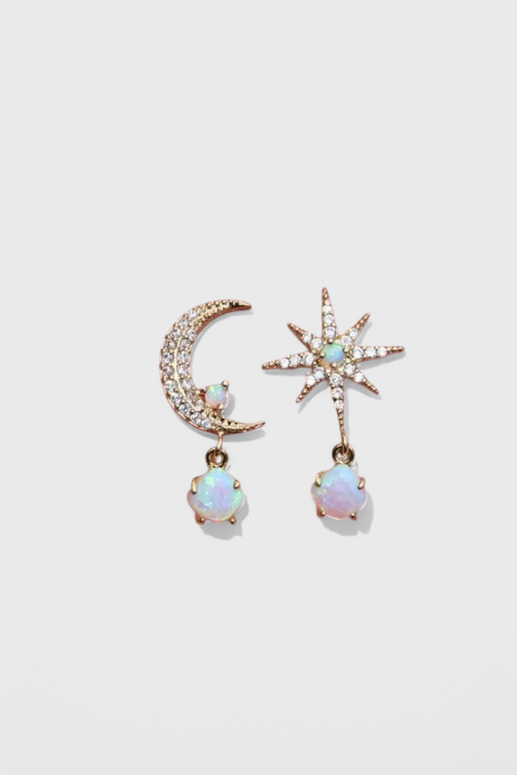 ELYRA™ | Moon and Star Gold Earrings