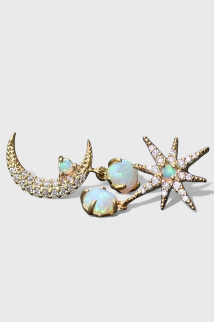 ELYRA™ | Moon and Star Gold Earrings
