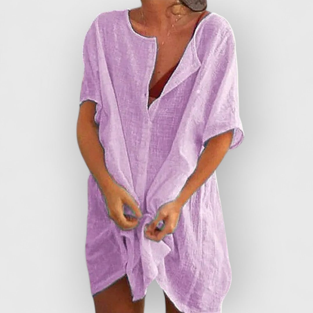 ELYRA™ | Robe courte en coton à manches courtes