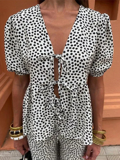 ELYRA™ | Puff Sleeve Set with Tie Detail