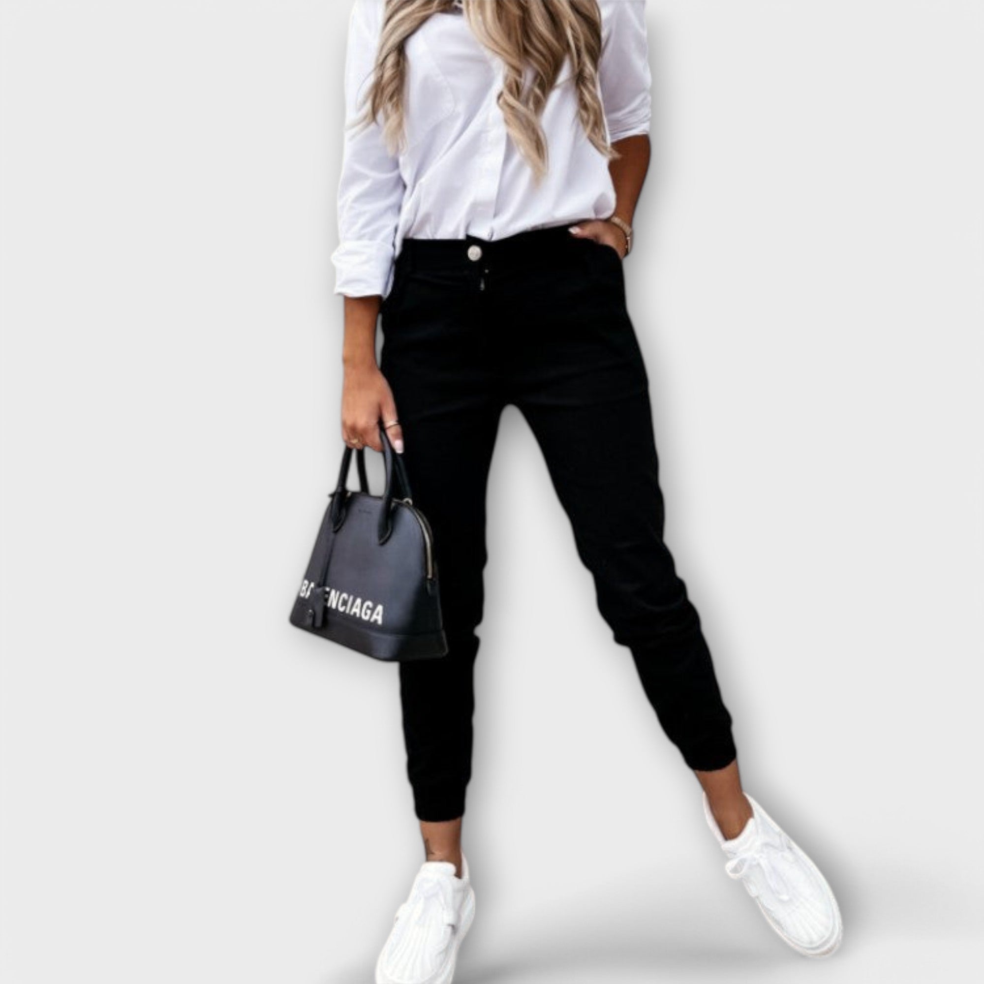 ELYRA™ | Black High-Waisted Stretch Trousers