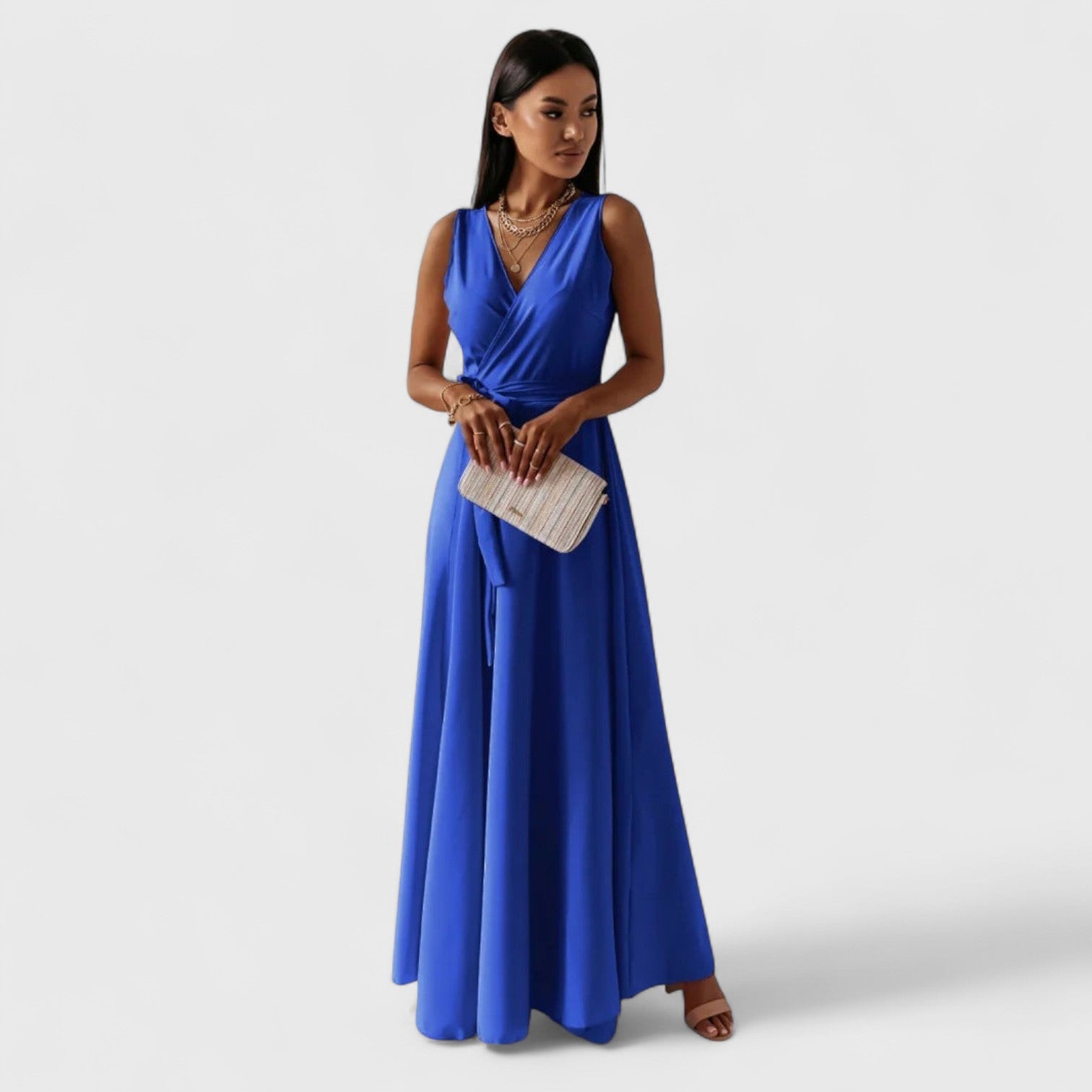 ELYRA™ | Elegant V-Neck Dress with Puff Sleeves