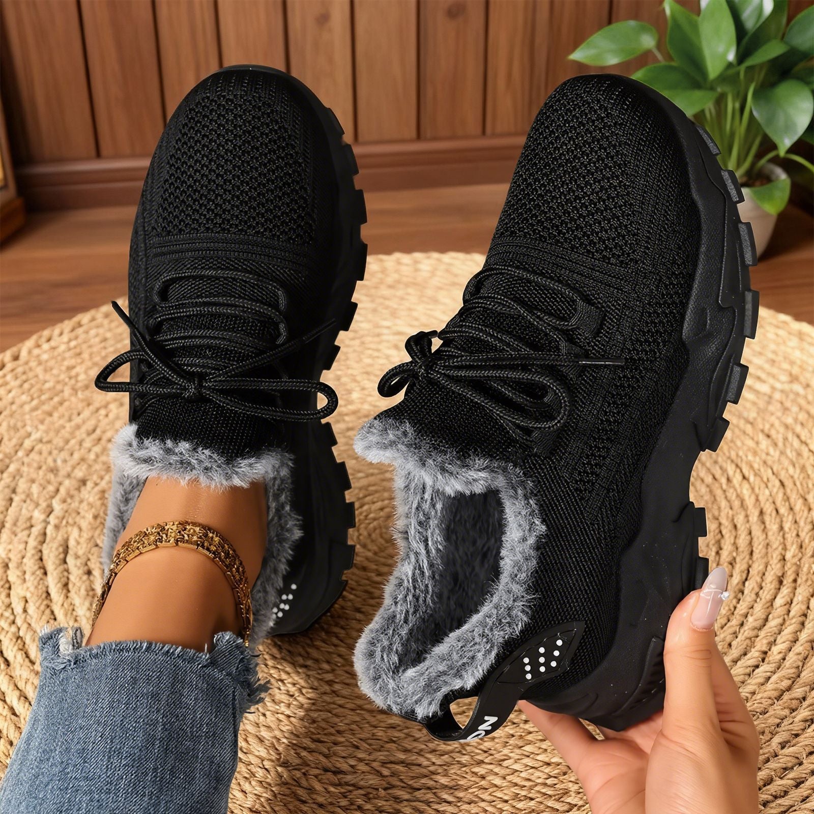 BRYDEE™ | Casual Fleece Lace-Up Lightweight Sneakers