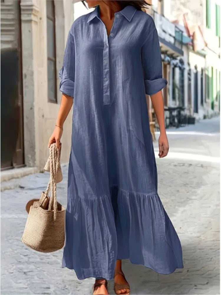 ELYRA™ | Casual Long Sleeve Shirt Dress