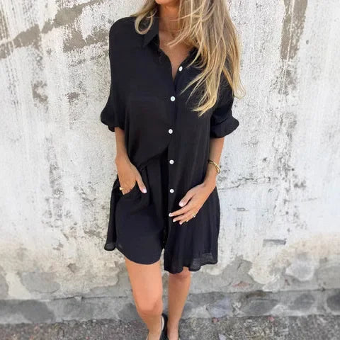 ELYRA™ | Ensemble en lin avec chemise et shorts