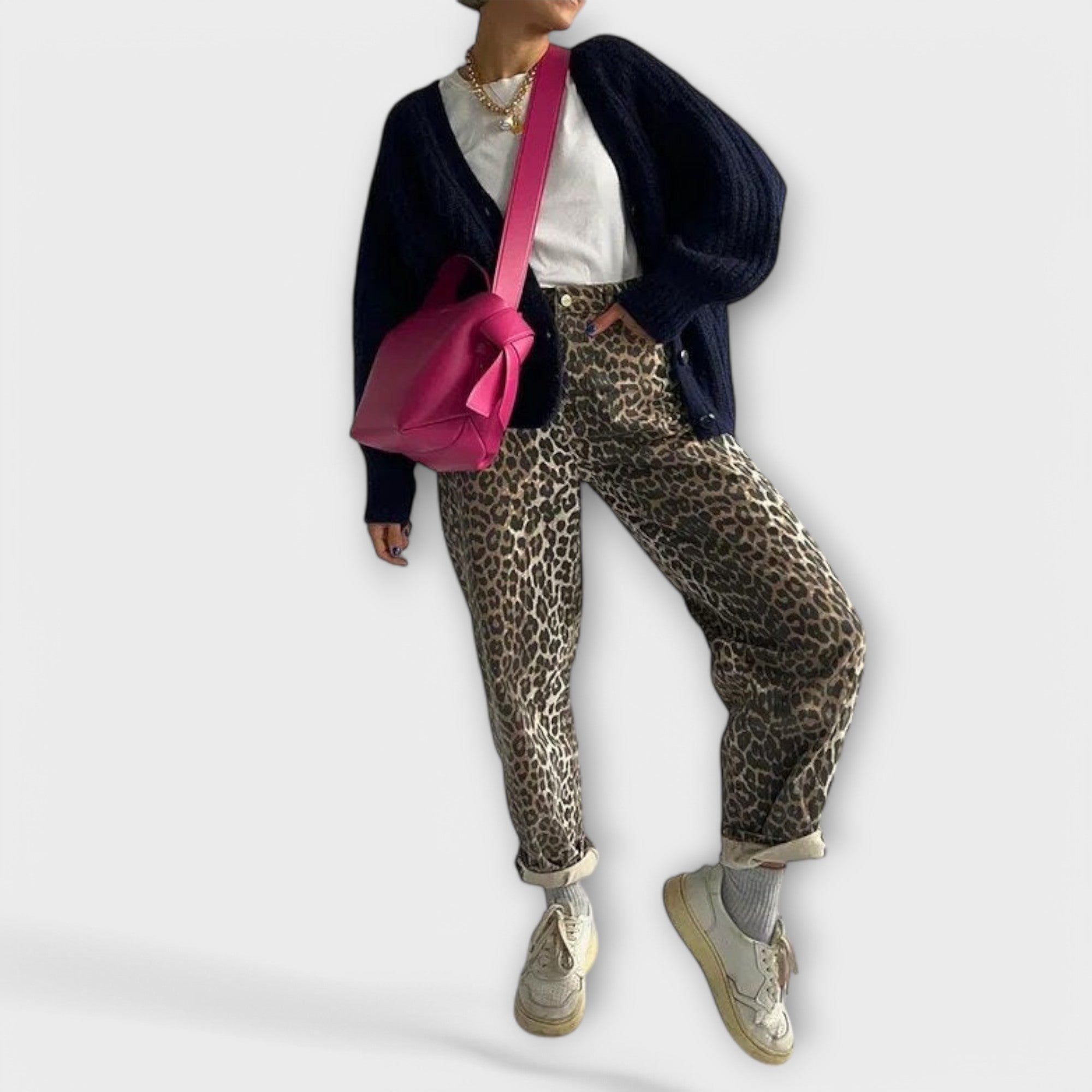 ELYRA™ | Vintage Leopard Print Jeans