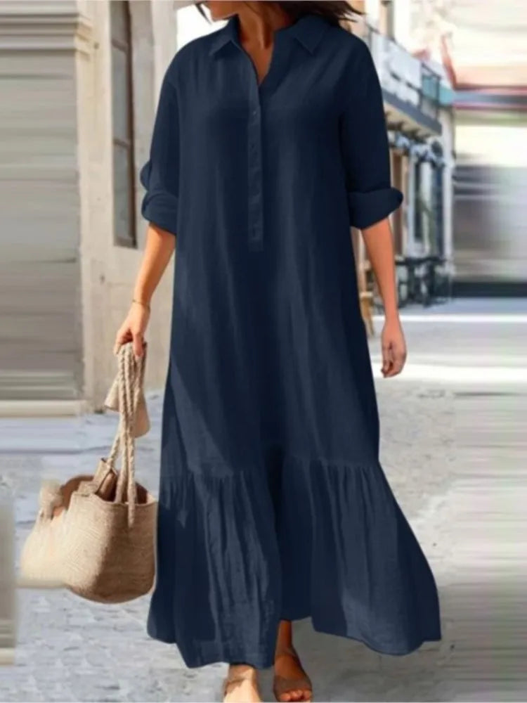 ELYRA™ | Casual Long Sleeve Shirt Dress