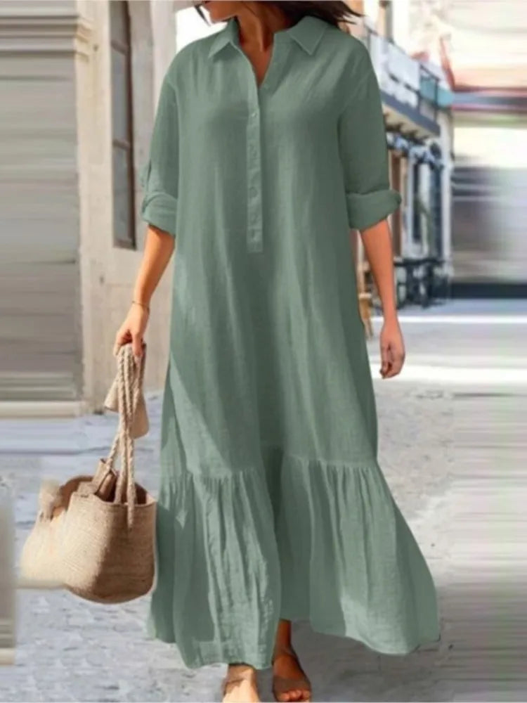 ELYRA™ | Casual Long Sleeve Shirt Dress