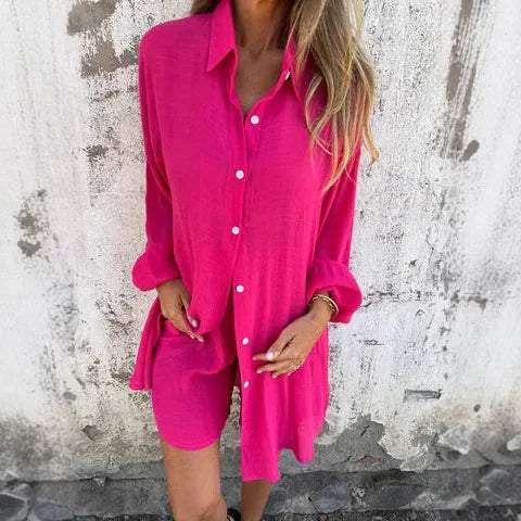 ELYRA™ | Ensemble en lin avec chemise et shorts
