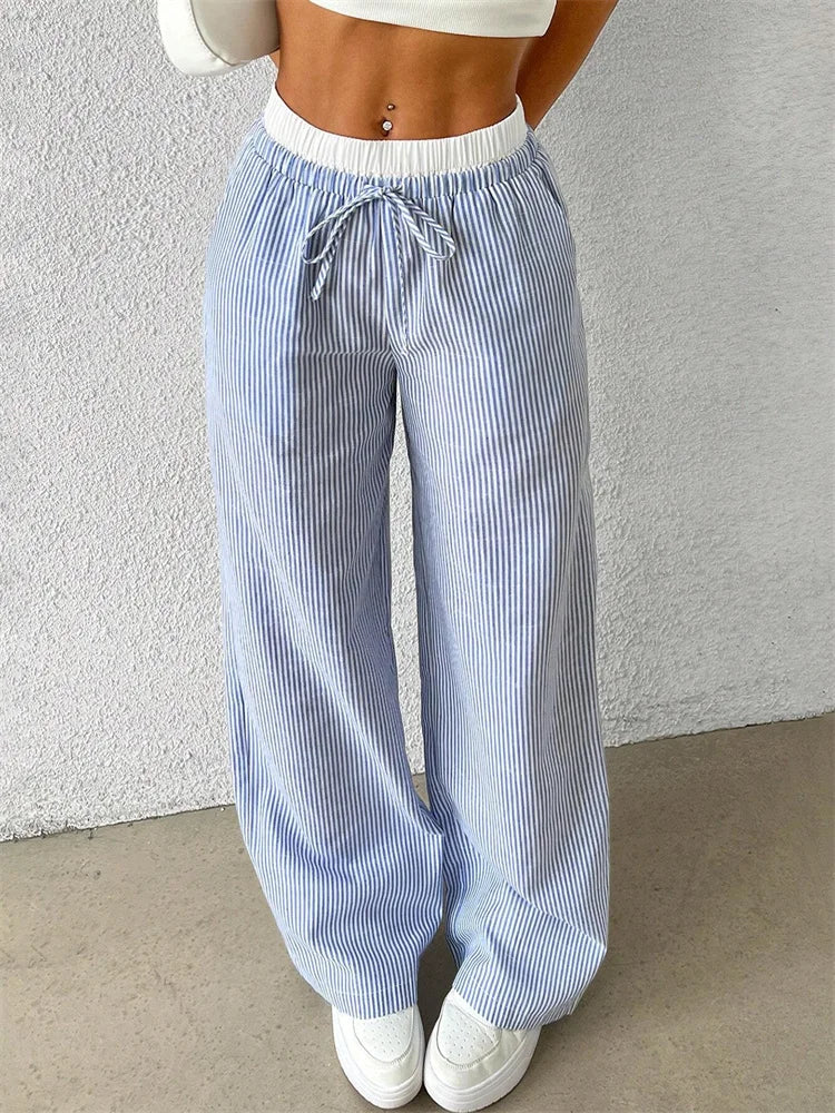 ELYRA™ | Pantalon Large Rayé
