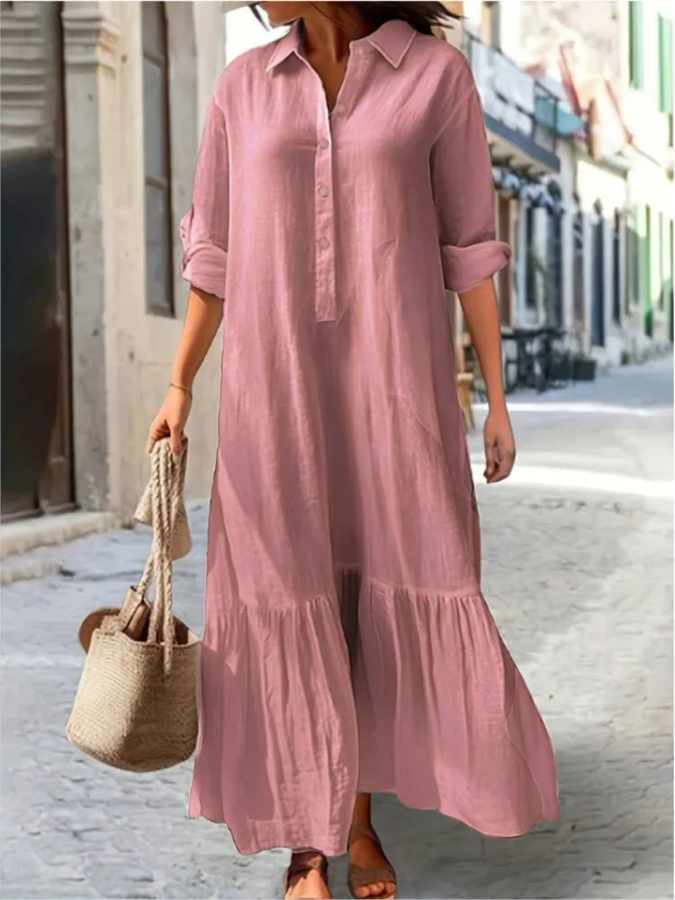 ELYRA™ | Casual Long Sleeve Shirt Dress