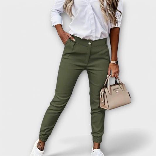 ELYRA™ | Black High-Waisted Stretch Trousers