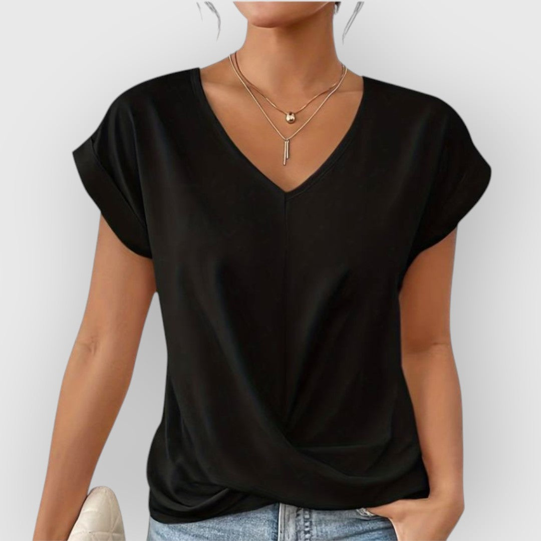 ELYRA™ | V-neck Short Sleeve Cotton Top