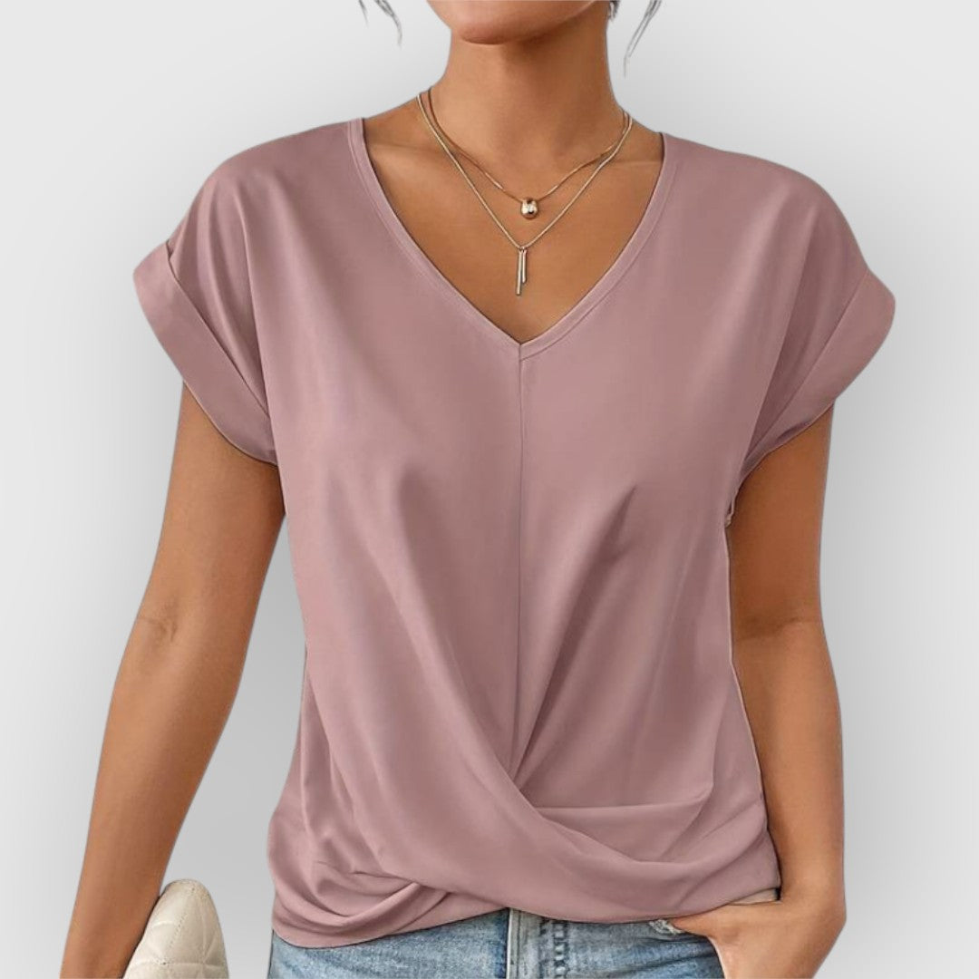 ELYRA™ | V-neck Short Sleeve Cotton Top
