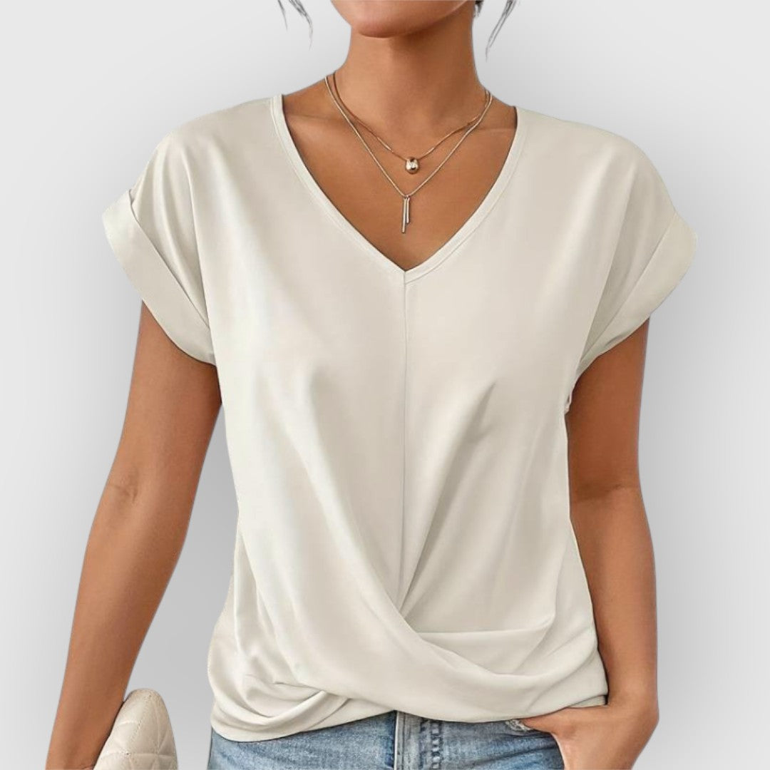 ELYRA™ | V-neck Short Sleeve Cotton Top