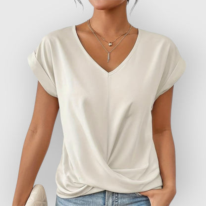 ELYRA™ | V-neck Short Sleeve Cotton Top