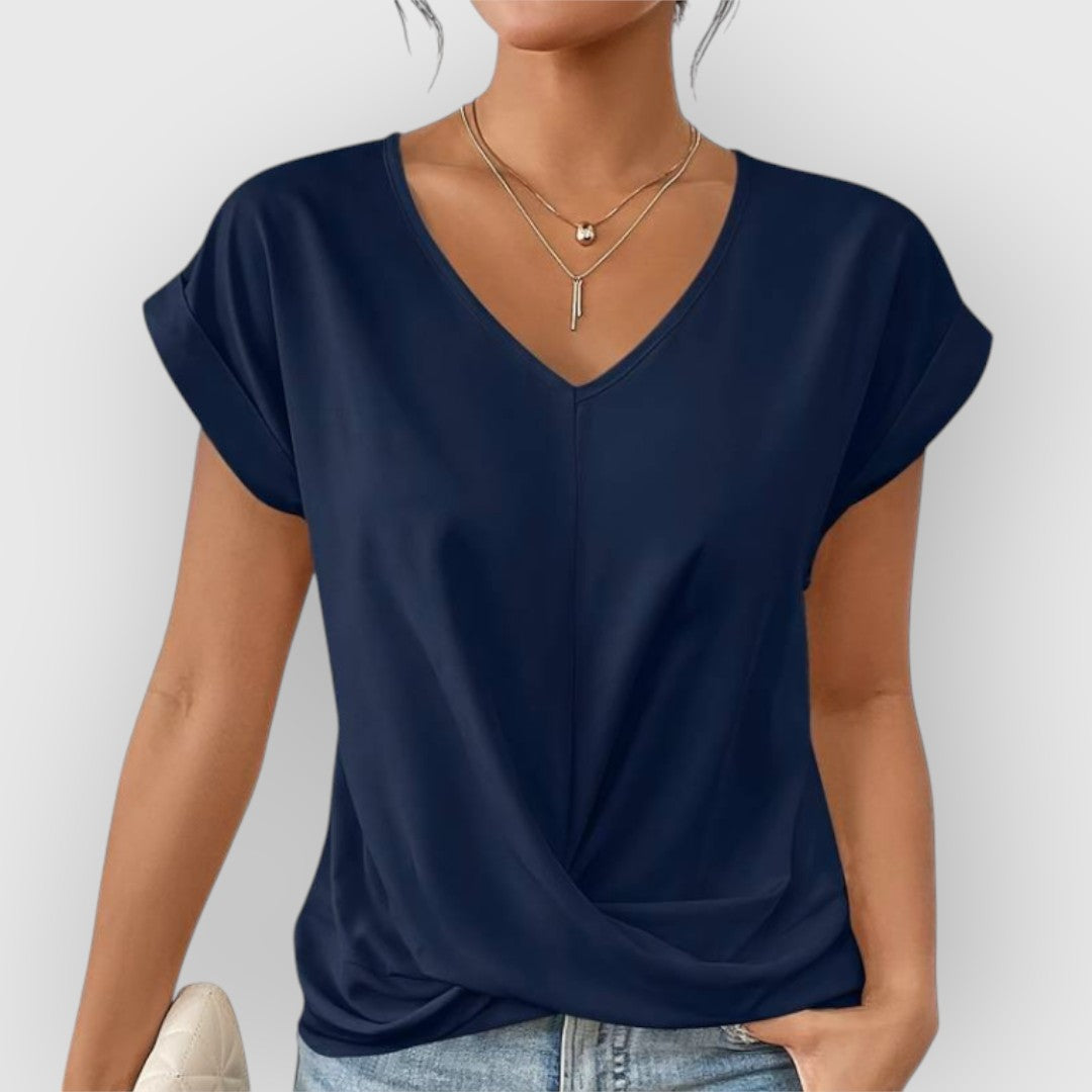ELYRA™ | V-neck Short Sleeve Cotton Top
