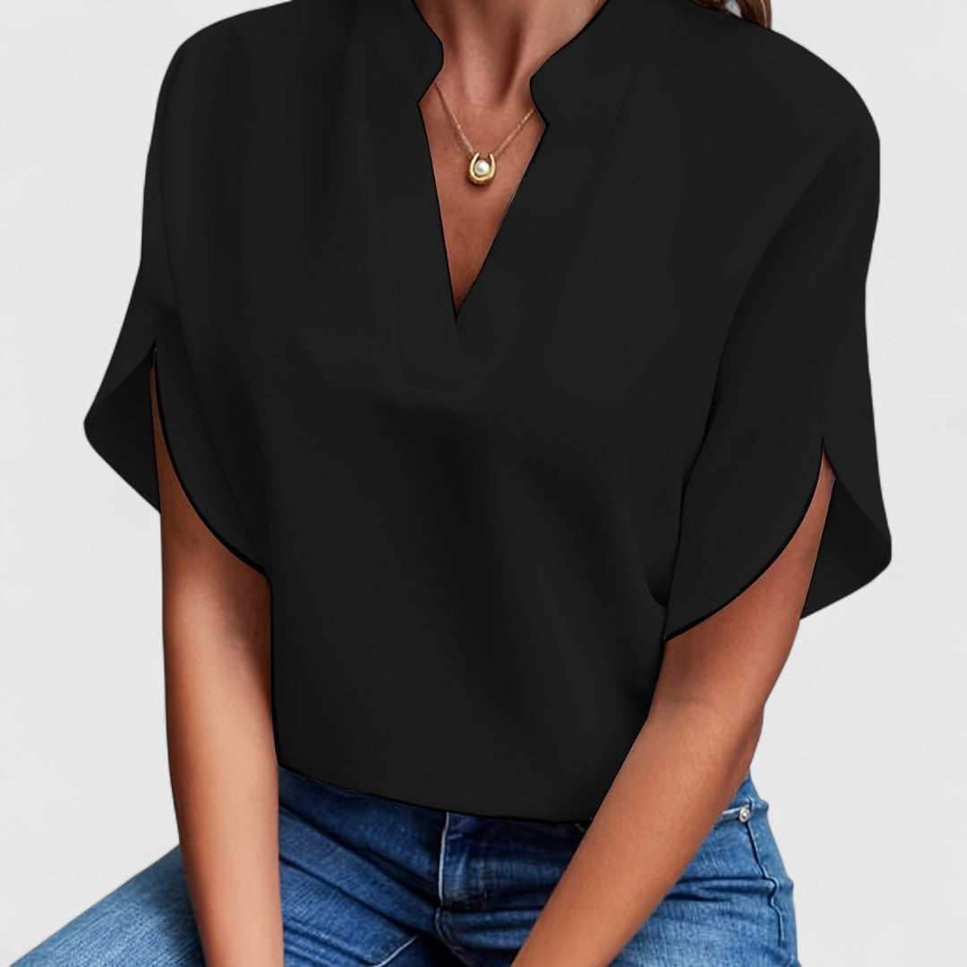 ELYRA™ | Long-Sleeve Satin Cotton Blouse