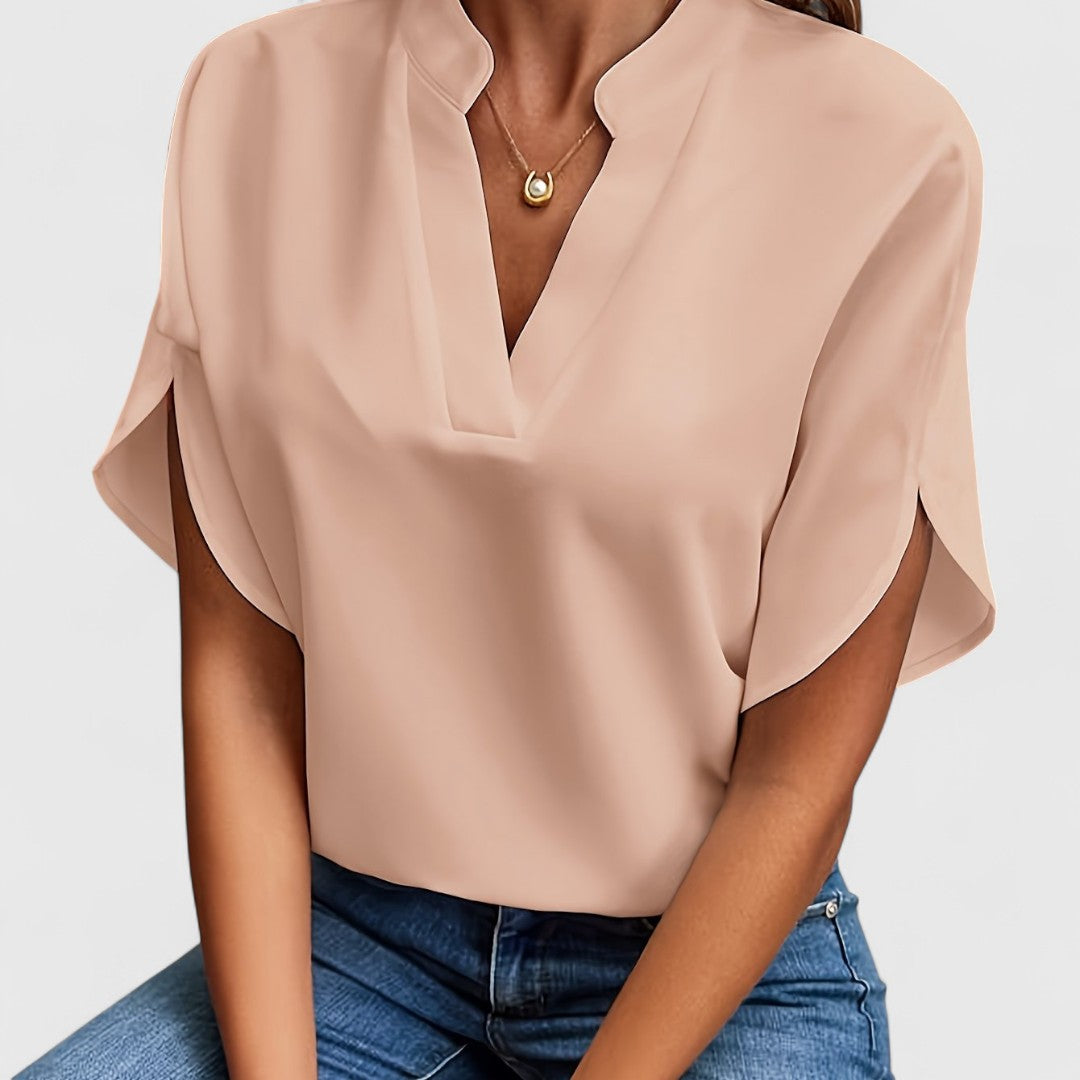 ELYRA™ | Long-Sleeve Satin Cotton Blouse