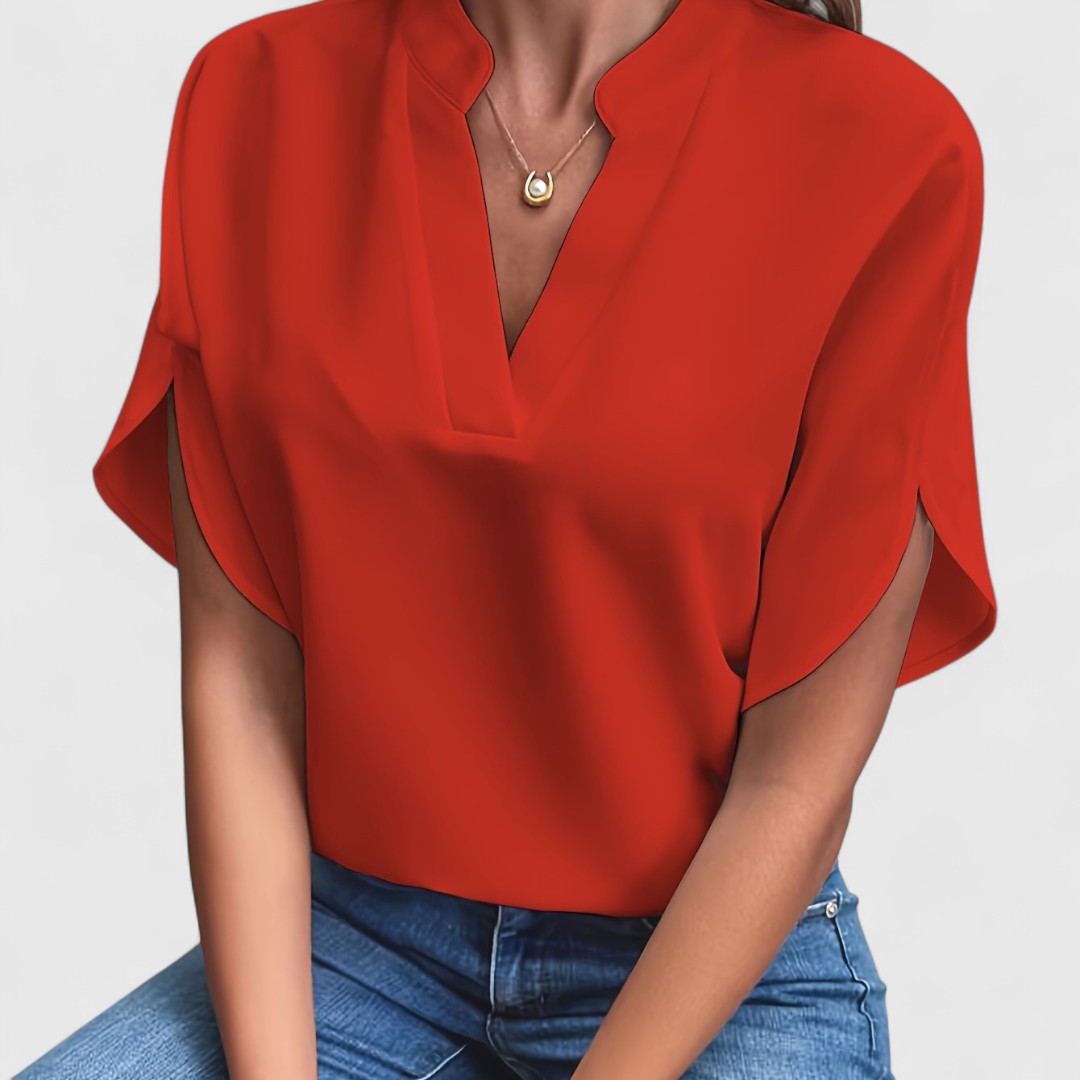 ELYRA™ | Long-Sleeve Satin Cotton Blouse