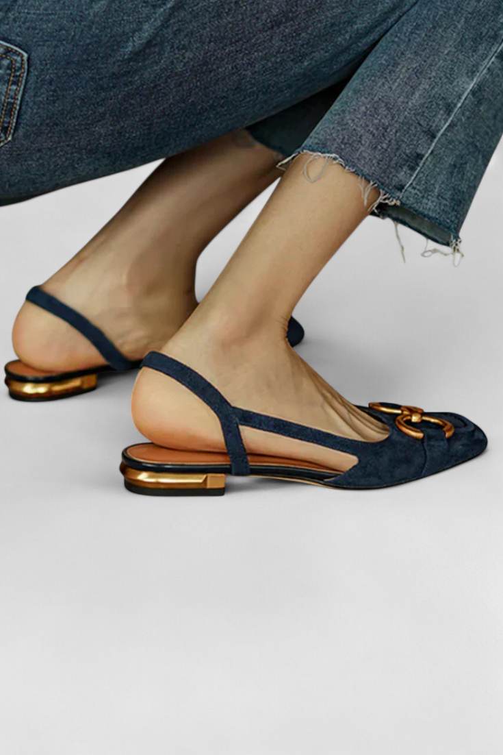 ELYRA™ | Mocasines Slingback à Bout Carré en cuir