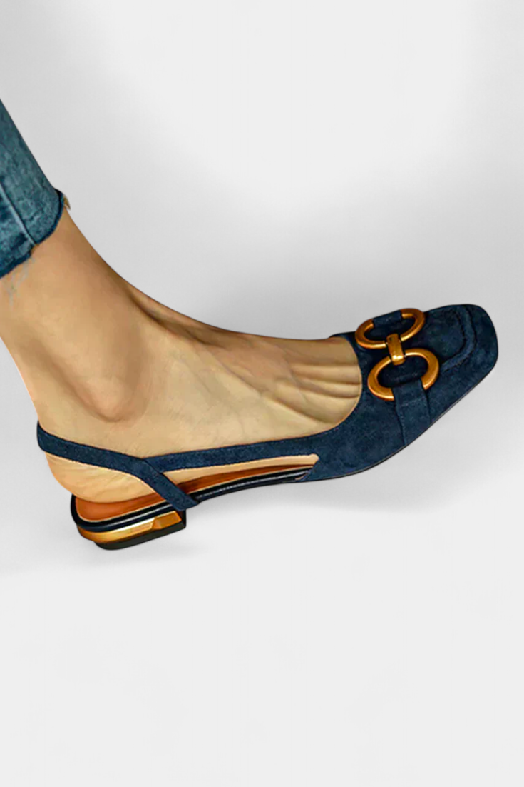 ELYRA™ | Square Toe Slingback Loafers in Leather