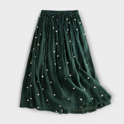 ELYRA™ | Polka Dot Cotton-Linen Skirt