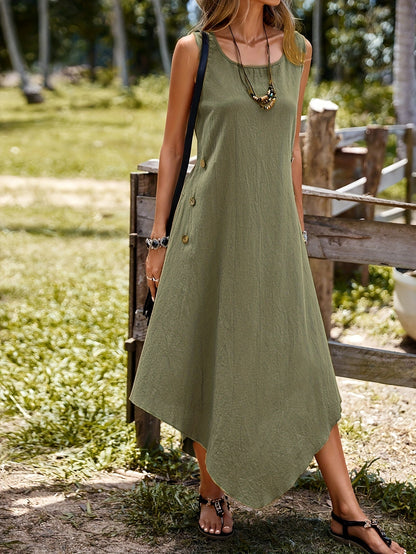 ELYRA™ | Long sleeveless dress with asymmetric hem