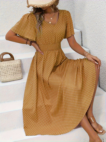 ELYRA™ | Chic Midi Dress with Pink Dots