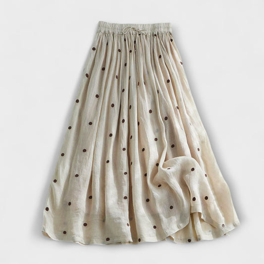 ELYRA™ | Polka Dot Cotton-Linen Skirt