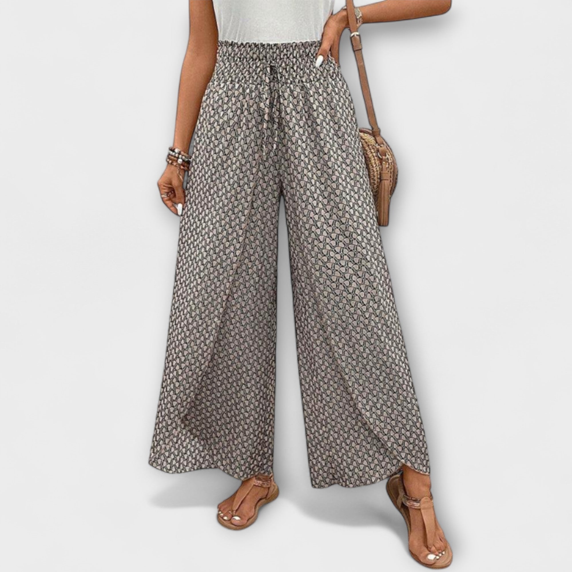 ELYRA™ | Black Linen Palazzo Trousers