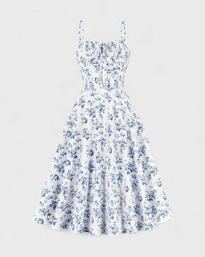 ELYRA™ | Summer Dress with Straps and Vintage Floral Print