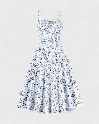 ELYRA™ | Summer Dress with Straps and Vintage Floral Print
