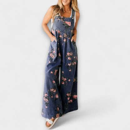ELYRA™ | Floral Print Denim Dungarees