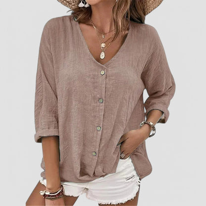 ELYRA™ | Handcrafted V-Neck Blouse