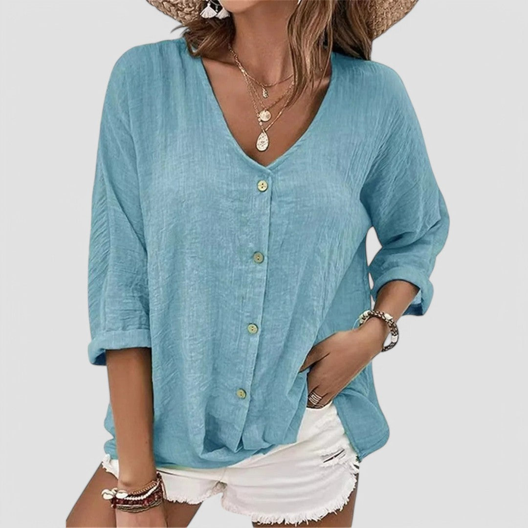 ELYRA™ | Handcrafted V-Neck Blouse